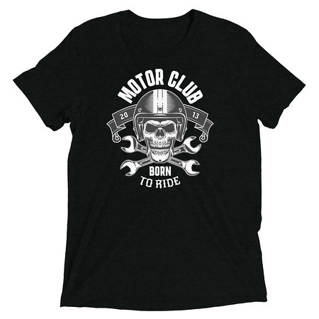 [ID: 162-G268] Born to Ride - Biker Club Skull  Unisex Tri-Blend T-Shirt