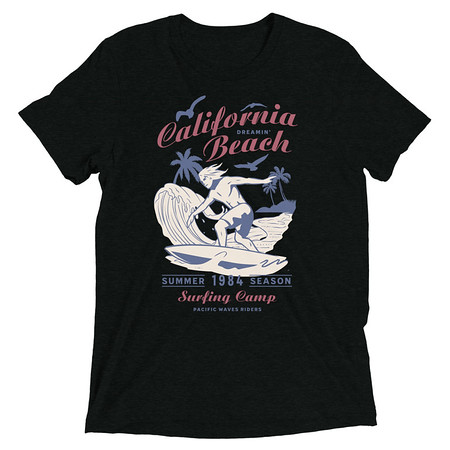 [ID: 162-G313] California Beach Surfing Unisex Tri-Blend T-Shirt