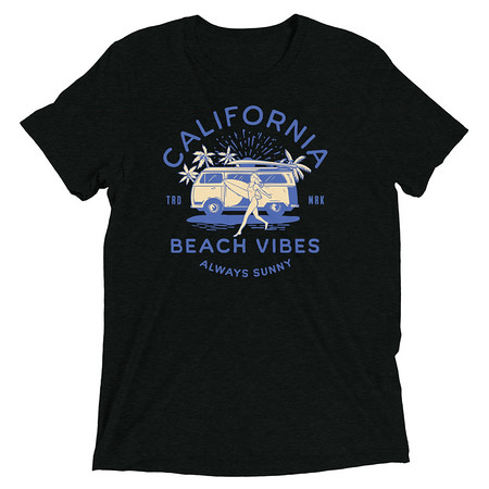 [ID: 162-G314] California Beach Vibes - Retro Camper Van Unisex Tri-Blend T-Shirt