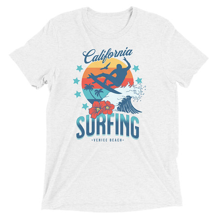 [ID: 162-G318] California Surfing - Palm Beach Unisex Tri-Blend T-Shirt
