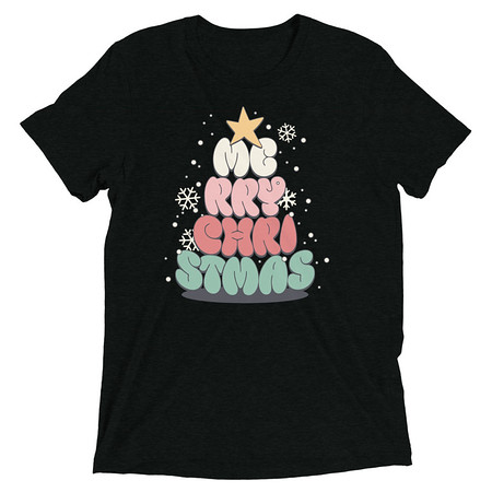 [ID: 162-G334] Cartoony Christmas Tree Unisex Tri-Blend T-Shirt