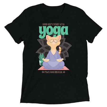 [ID: 162-G339] Cat Yoga - Cute Meditation Unisex Tri-Blend T-Shirt