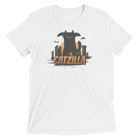 [ID: 162-G350] Catzilla - Funny Comic Animal Unisex Tri-Blend T-Shirt