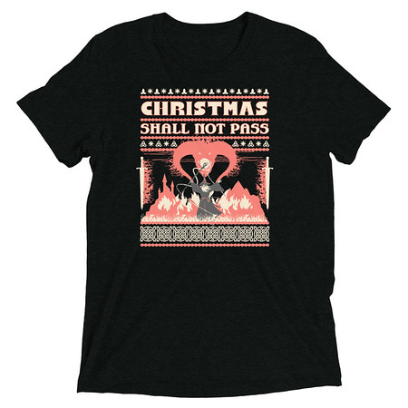 [ID: 162-G375] Christmas Shall Not Pass - Flaming Wizard Unisex Tri-Blend T-Shirt