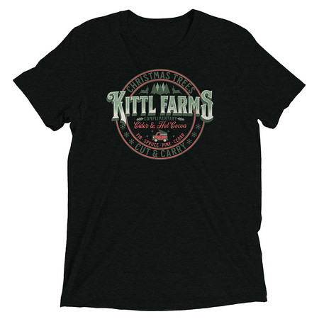 [ID: 162-G376] Christmas Tree Farm - Vintage Holiday Badge Unisex Tri-Blend T-Shirt