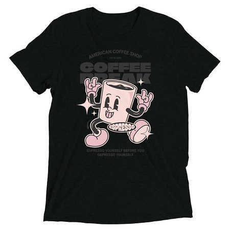 [ID: 162-G395] Coffee Break Mascot Unisex Tri-Blend T-Shirt