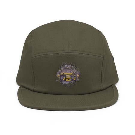 [ID: 92-G253] Boombox Music Player - Retro 5 Panel Cap