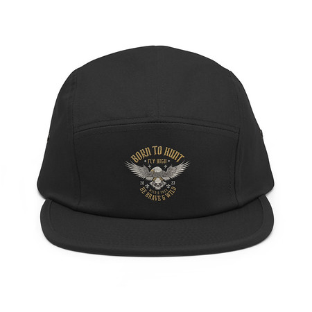 [ID: 92-G267] BORN TO HUNT- BE BRAVE & WILD 5 Panel Cap