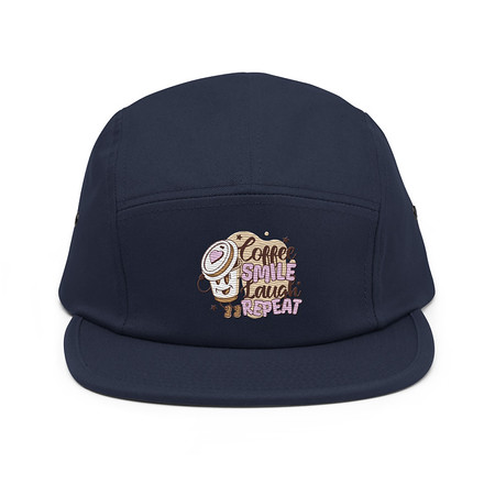 [ID: 92-G402] Coffee is Happiness - Retro Cartoon Mascot 5 Panel Cap