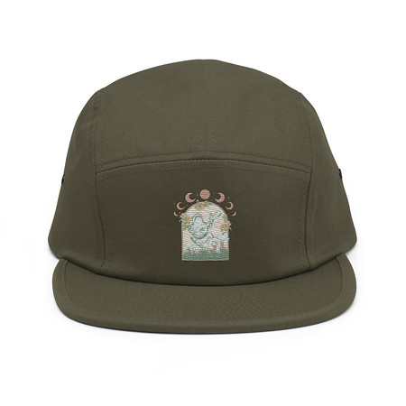 [ID: 92-G426] Cottagecore Frog Botanical 5 Panel Cap