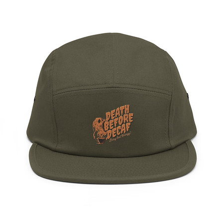 [ID: 92-G475] Death Before Decaf - Coffee 5 Panel Cap