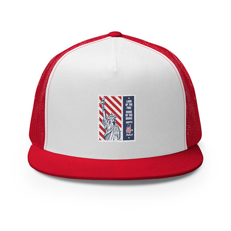 [ID: 100-G8] 4th of July 5 Panel Trucker Cap