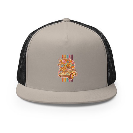 [ID: 100-G10] 60s flower power 5 Panel Trucker Cap