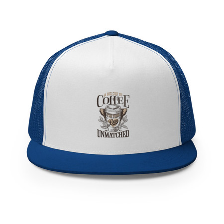 [ID: 100-G15] A Big Cup of Coffee 5 Panel Trucker Cap
