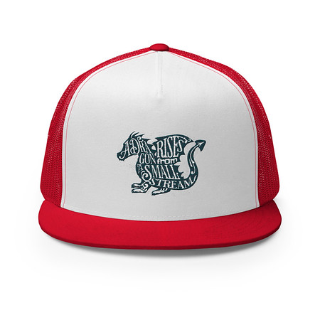 [ID: 100-G16] A Dragon Rises - Typographic Lettering 5 Panel Trucker Cap