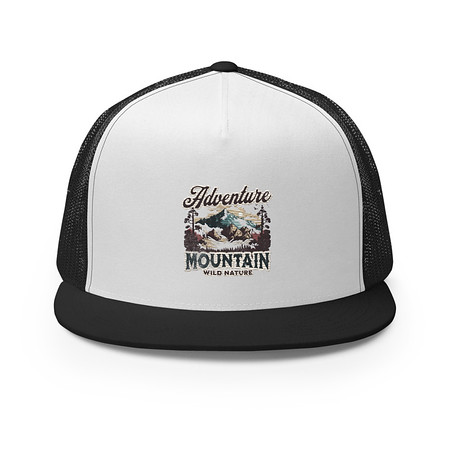 [ID: 100-G31] Adventure Mountain Wild Nature 5 Panel Trucker Cap