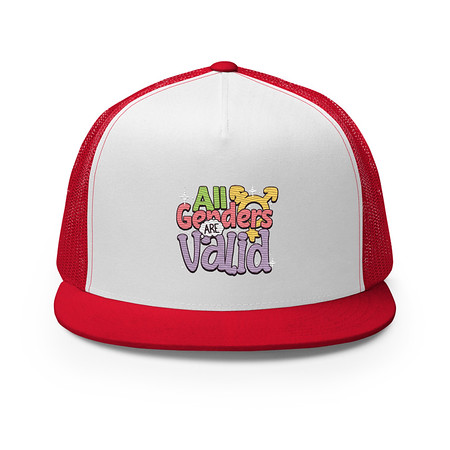 [ID: 100-G45] All Genders are Valid 5 Panel Trucker Cap