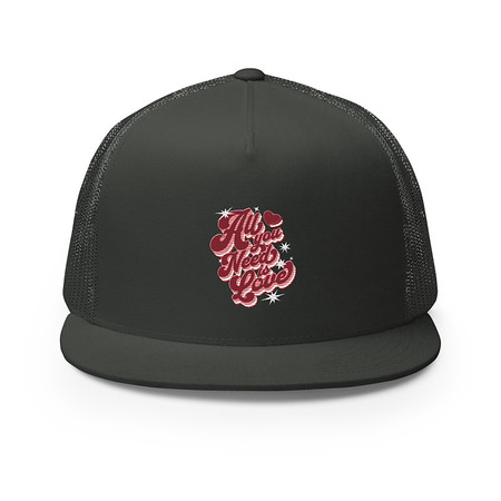 [ID: 100-G50] All You Need is Love - Retro Valentines Day 5 Panel Trucker Cap