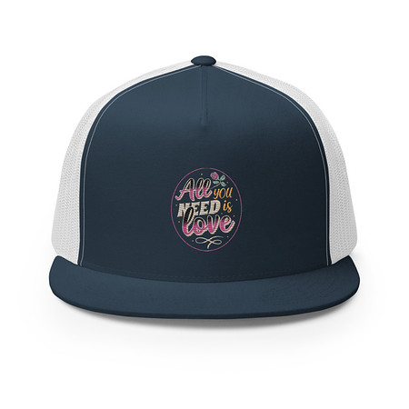 [ID: 100-G51] All you Need is Love - Valentines Day 5 Panel Trucker Cap