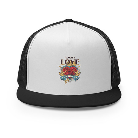 [ID: 100-G56] Always Love Yourself - Retro Inspirational Quote 5 Panel Trucker Cap