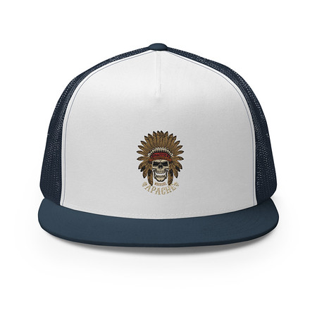 [ID: 100-G94] Apache Warriors - Indian Skull 5 Panel Trucker Cap