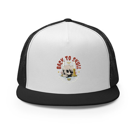 [ID: 100-G124] Back to Skull - Authenthic Design  5 Panel Trucker Cap