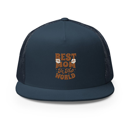 [ID: 100-G189] Best Mom in the World - Flowers 5 Panel Trucker Cap
