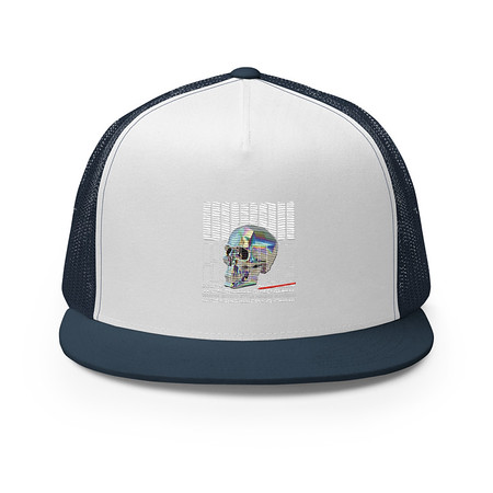 [ID: 100-G213] Black 3D Skull 5 Panel Trucker Cap