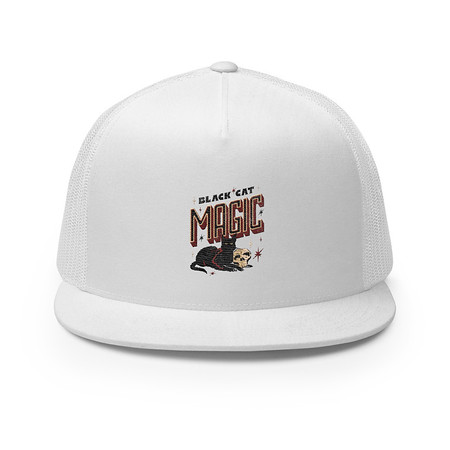[ID: 100-G214] Black Cat Magic 5 Panel Trucker Cap