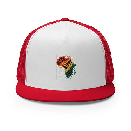 [ID: 100-G222] Black History Month - Tribal History 5 Panel Trucker Cap