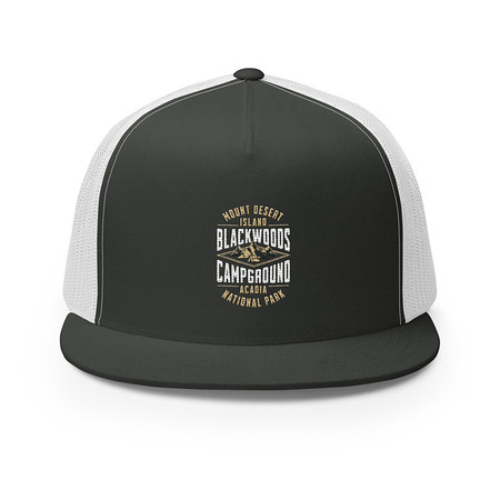 [ID: 100-G233] Blackwoods Campground - Mountain Adventure 5 Panel Trucker Cap