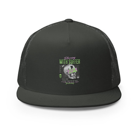 [ID: 100-G235] Blessing With Suffer 5 Panel Trucker Cap
