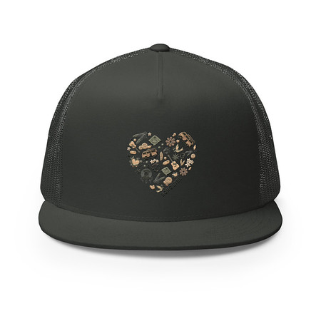 [ID: 100-G248] Boho Girl Poster 5 Panel Trucker Cap