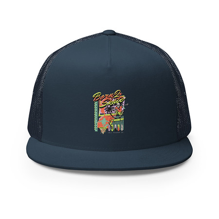 [ID: 100-G256] Born 2 Skate - Retro Skeleton 5 Panel Trucker Cap