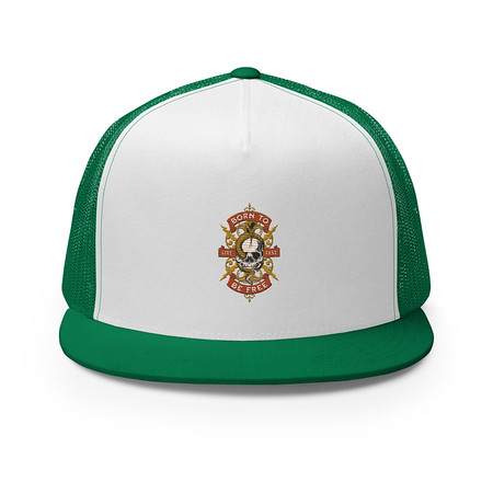 [ID: 100-G259] Born To Be Free - Skull 5 Panel Trucker Cap