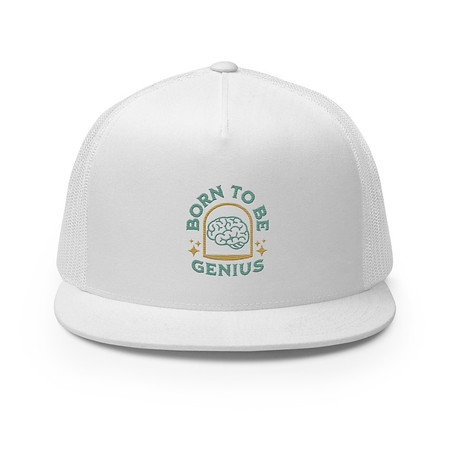[ID: 100-G260] Born To Be Genius - Brain 5 Panel Trucker Cap