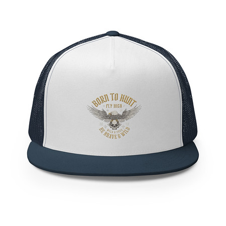 [ID: 100-G267] BORN TO HUNT- BE BRAVE & WILD 5 Panel Trucker Cap