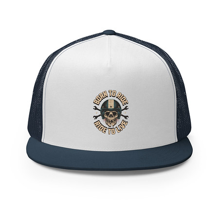 [ID: 100-G269] Born to Ride, Ride to Live 5 Panel Trucker Cap