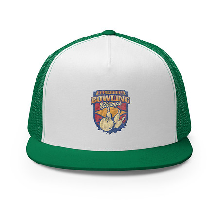 [ID: 100-G275] Bowling Championship - Retro Athlectic Sports 5 Panel Trucker Cap
