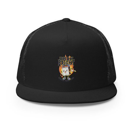 [ID: 100-G297] Burn Bright 5 Panel Trucker Cap