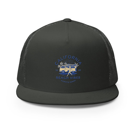 [ID: 100-G314] California Beach Vibes - Retro Camper Van 5 Panel Trucker Cap