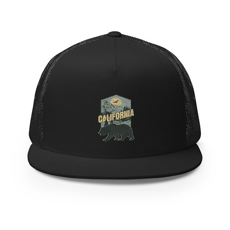 [ID: 100-G315] California Bear - Outdoors Wilderness Camping Hiking 5 Panel Trucker Cap