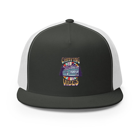[ID: 100-G327] Camping Vibes 5 Panel Trucker Cap