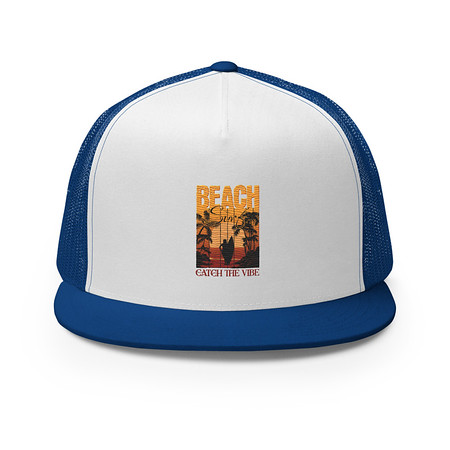[ID: 100-G342] Catch the Vibe 5 Panel Trucker Cap