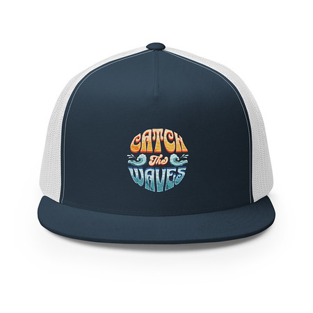 [ID: 100-G343] Catch the Waves - Beach Vibe 5 Panel Trucker Cap