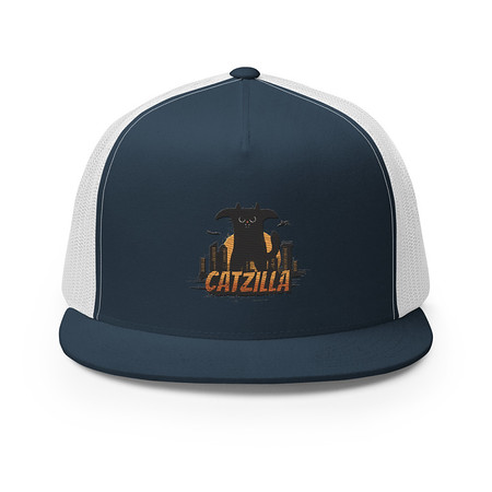[ID: 100-G350] Catzilla - Funny Comic Animal 5 Panel Trucker Cap