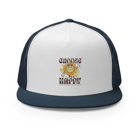 [ID: 100-G371] Choose Happy 5 Panel Trucker Cap