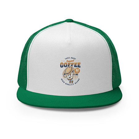[ID: 100-G398] Coffee Cup - Comics Mascot 5 Panel Trucker Cap