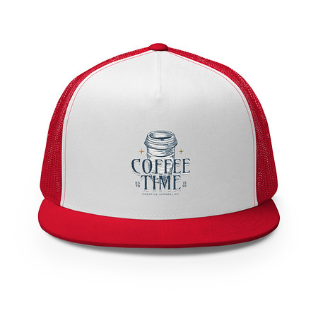 [ID: 100-G404] Coffee Time 5 Panel Trucker Cap