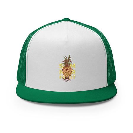 [ID: 100-G417] Cool Pineapple - Tropical Fruit 5 Panel Trucker Cap